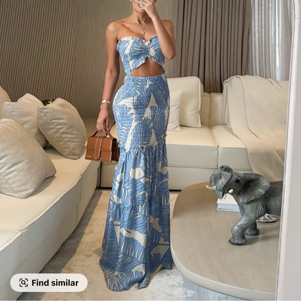 Blue and White Women's Skirt